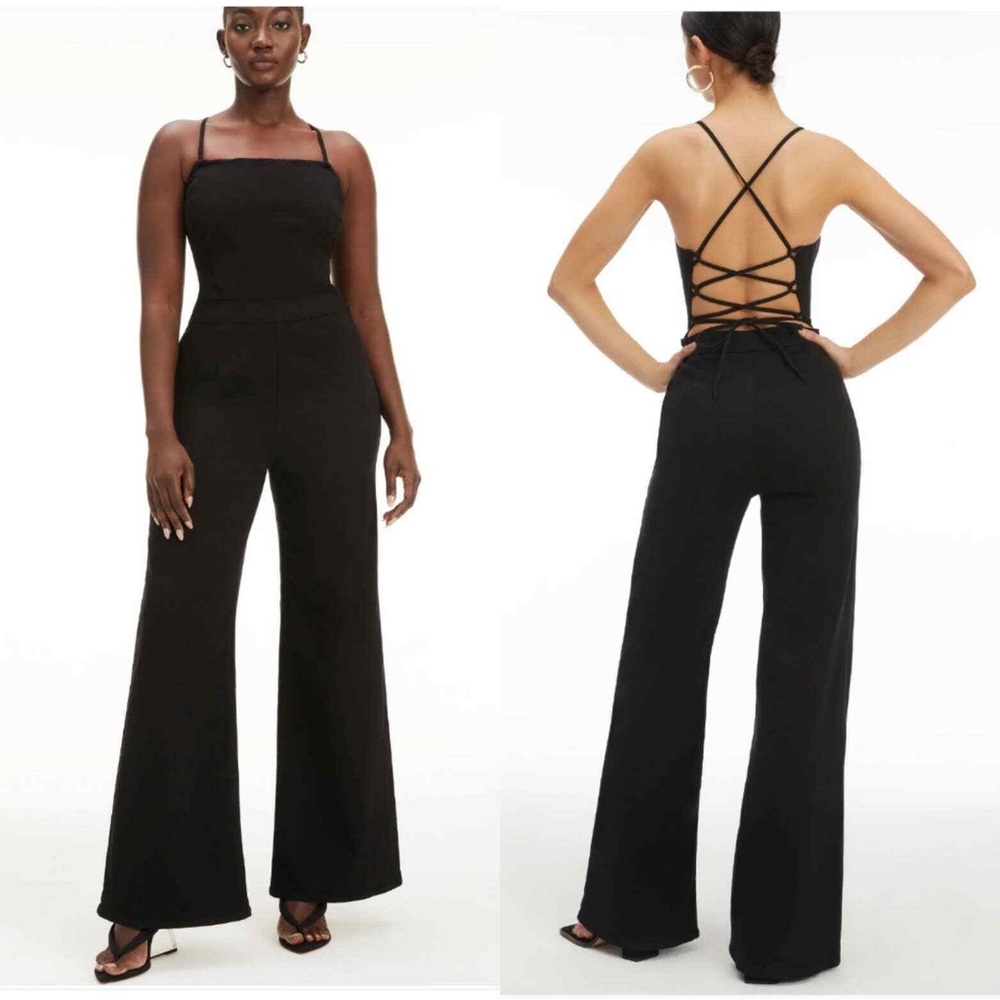 GOOD AMERICAN Vacay Jumpsuit in Black. Size 5.